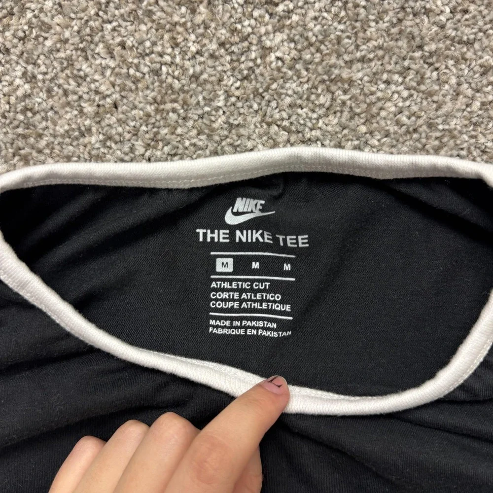 Nike Tank Top Shirt Mens Medium Black White Trim Ringer Logo Athletic Training